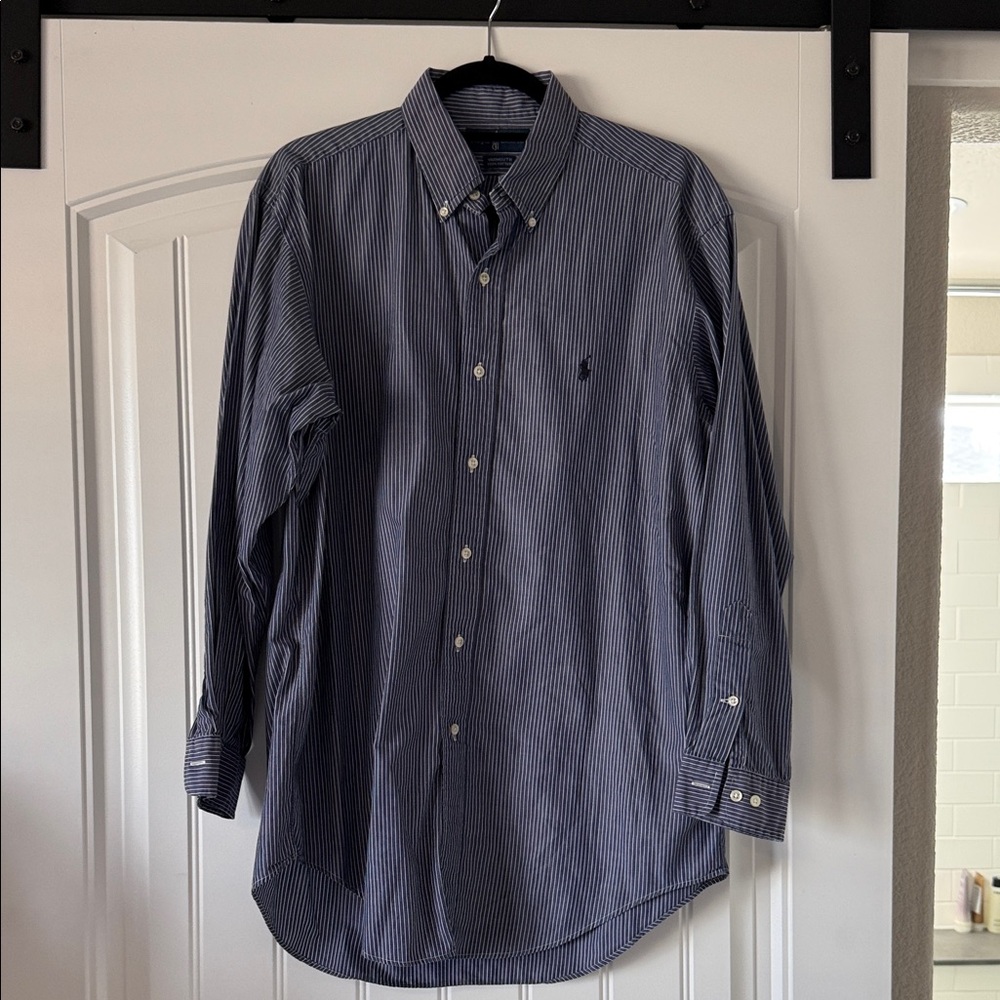 Ralph Lauren Men's Blue Pinstripe Button Down Shirt